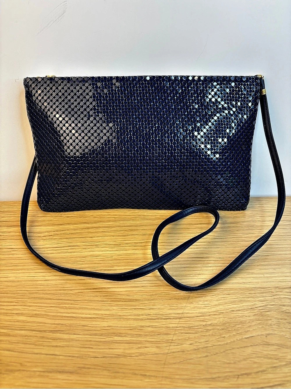 Vintage Whiting & Davis Blue Mesh Bag